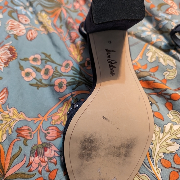 Sam Edelman Blue Suede Studded Heels - Picture 1 of 7